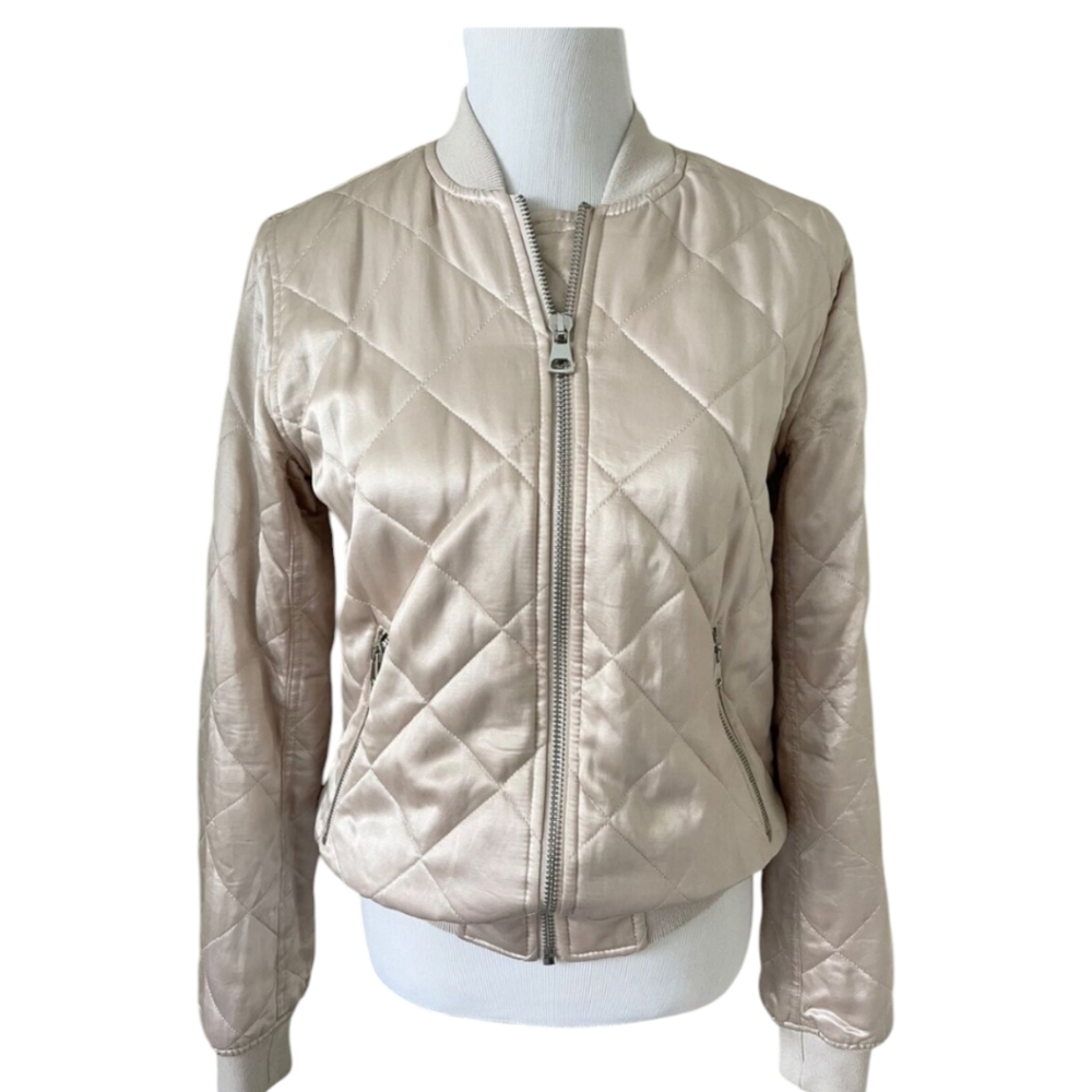 Top Shop Women's Quilted Champagn Bomber Jacket